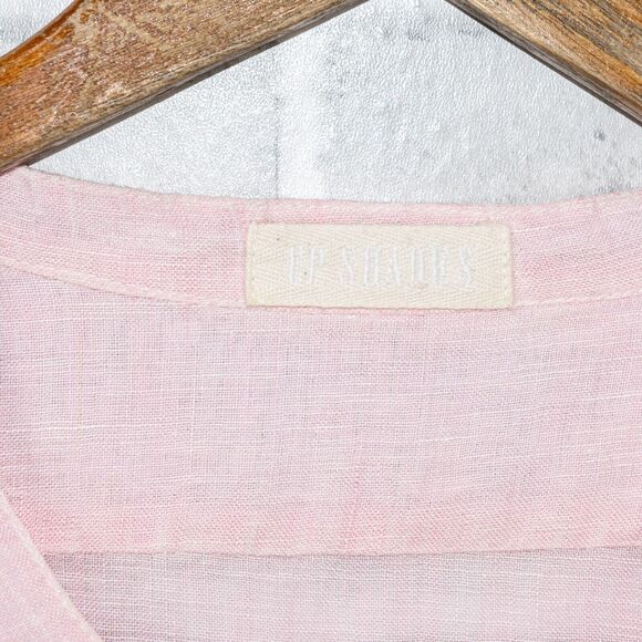 CP SHADES Women's Linen Band collar Button up Blouse in Light Pink Size Large - Picture 2 of 8
